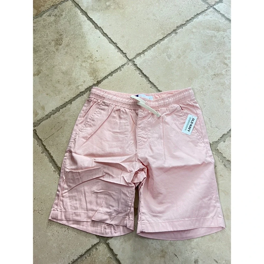 NEW Old Navy Boys Pink Bamboo Twill Jogger Shorts Built-In Flex XL 14-16 Plus